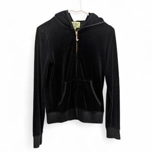 Juicy Couture Y2K Black Velour Blink J Zip Jacket